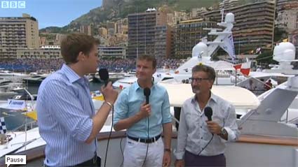 BBC Forumla 1 Monaco Grand Prix trackside yacht 