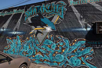 San Jose Sharks Dela market Shark City street mural