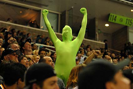 Green Man of San Jose on fan appreciation night
