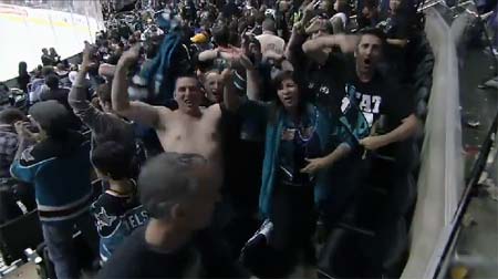 San Jose Sharks fans at Staples Center for Los Angeles Kings game 4